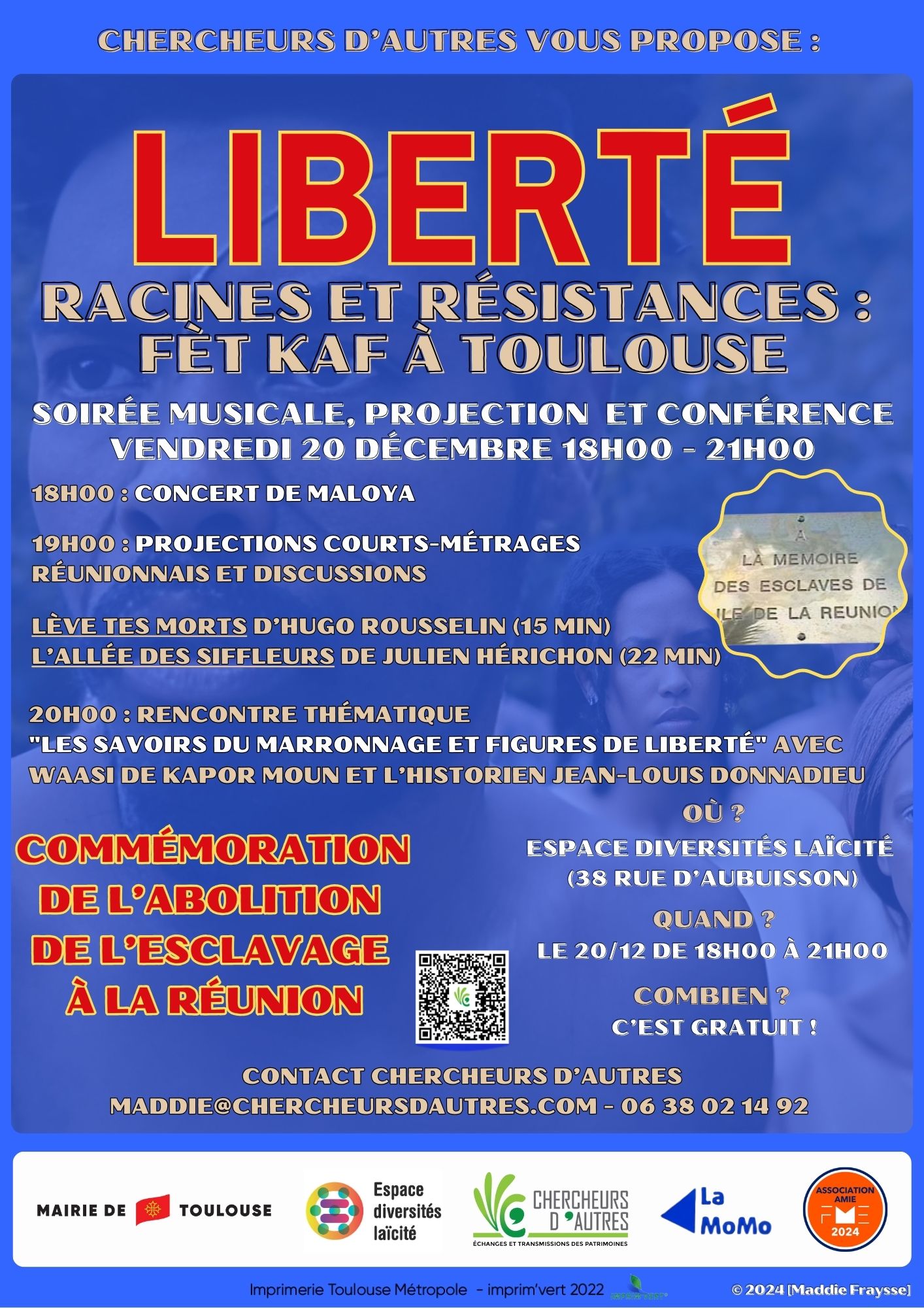 Lire la suite à propos de l’article Liberté, Racines et Résistances : Fèt Kaf à Toulouse le vendredi 20/12 !