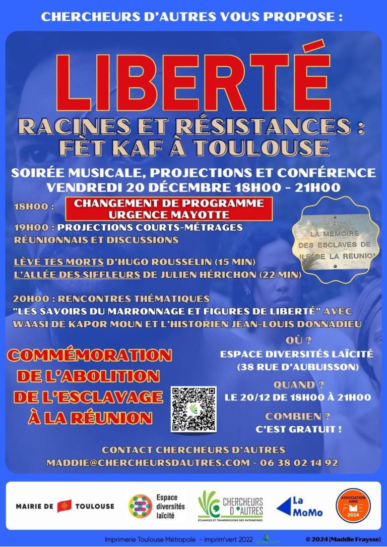 Lire la suite à propos de l’article Liberté, Racines et Résistances : Fèt Kaf à Toulouse le vendredi 20/12 !