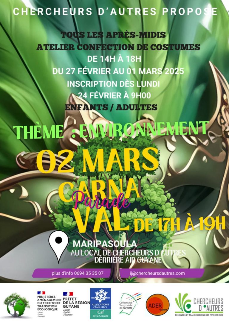 Lire la suite à propos de l’article GUYANE – Atelier et Parade de Carnaval à Maripasoula du 27/02 au 02/03 !