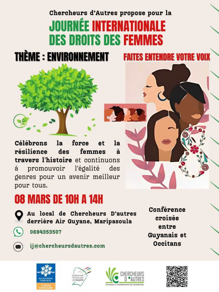 Lire la suite à propos de l’article GUYANE – Tables rondes et repas partagé « Femmes d’hier, d’aujourd’hui et de demain » à Maripasoula le 08 Mars 2025 !