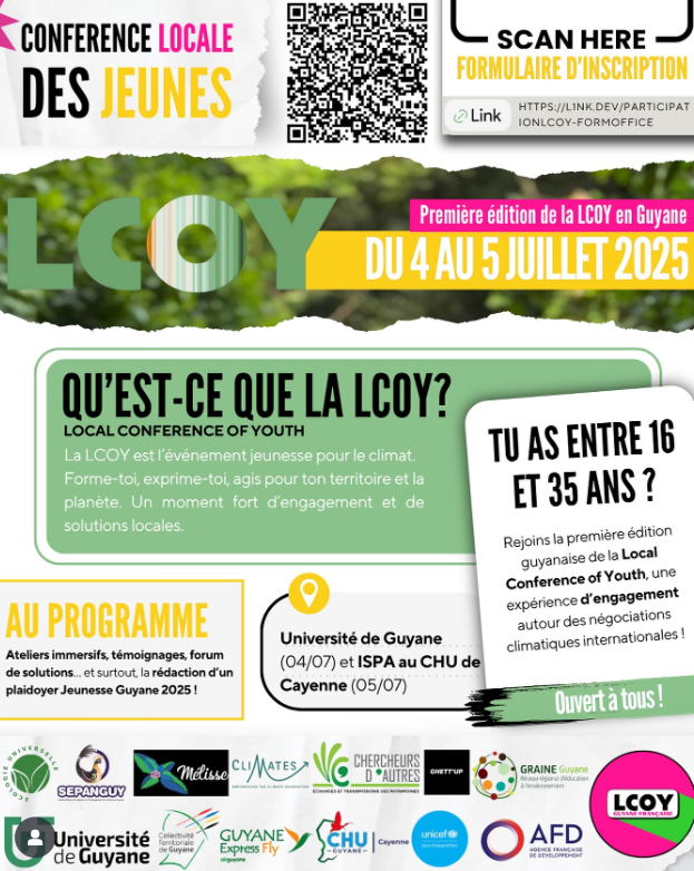 Lire la suite à propos de l’article GUYANE – Participe à la première Conférence Locale des Jeunes pour le Climat (LCOY) en Guyane !