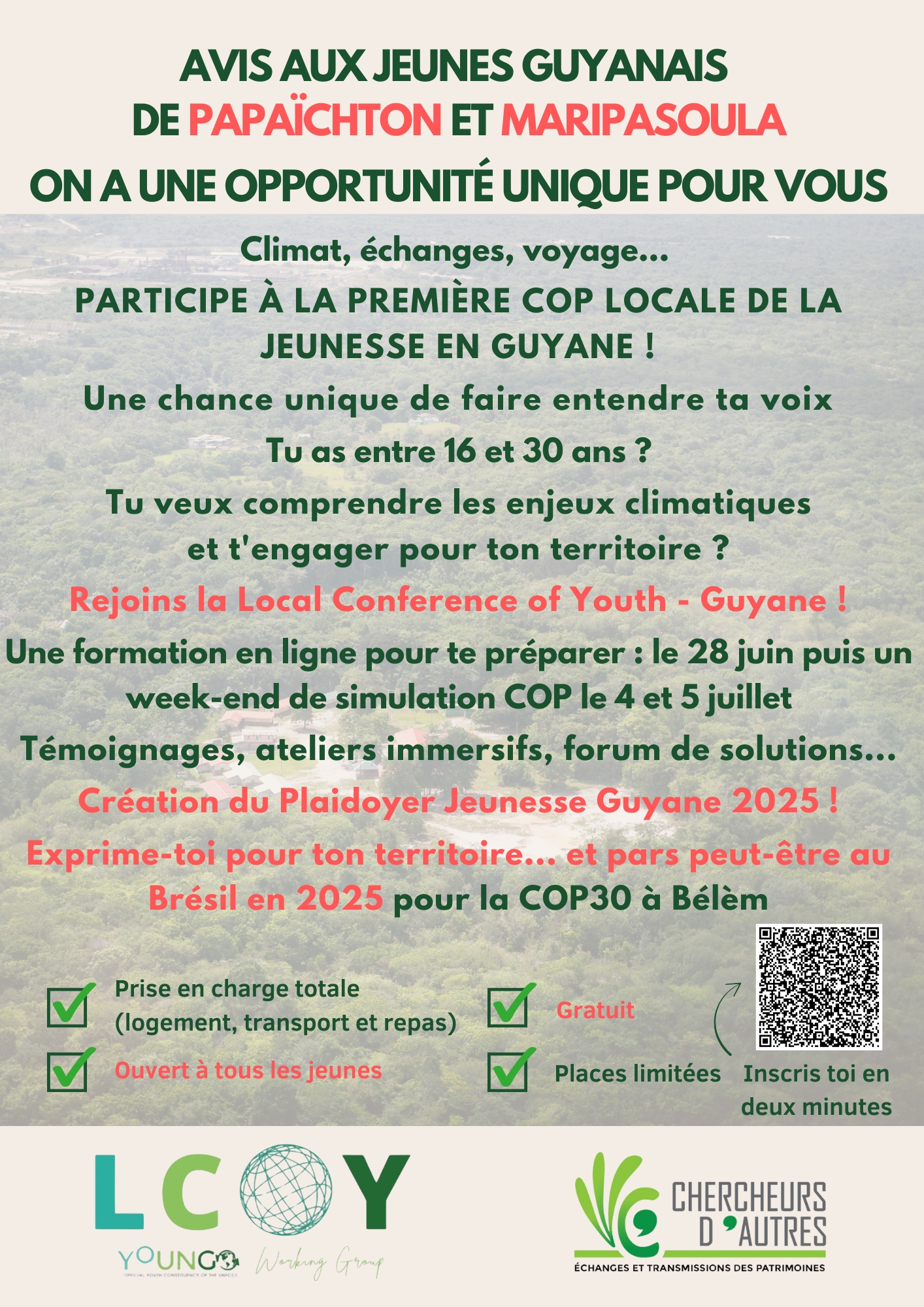 Lire la suite à propos de l’article GUYANE – Participe à la première Conférence Locale des Jeunes pour le Climat (LCOY) en Guyane !