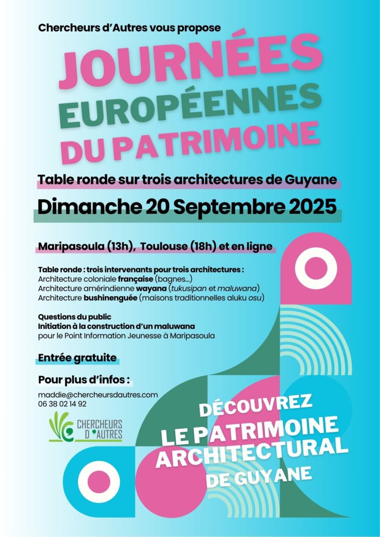 Lire la suite à propos de l’article GUYANE/OCCITANIE – Journées Européennes du Patrimoine 2025 – Le patrimoine architectural guyanais