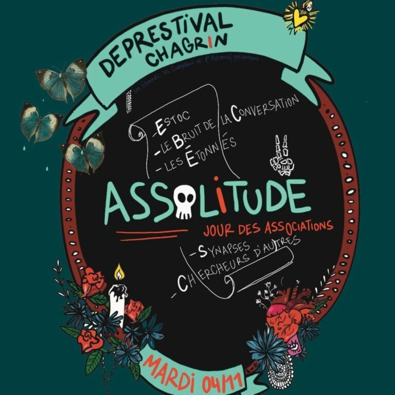 Lire la suite à propos de l’article OCCITANIE – Chercheurs d’Autres participe au Déprestival Chagrin à Toulouse – Soirée spéciale “L’Assolitude” le 4 novembre