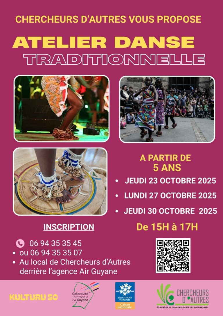 Lire la suite à propos de l’article GUYANE – Ateliers de danse traditionnelle  du 23 au 30 octobre 2025