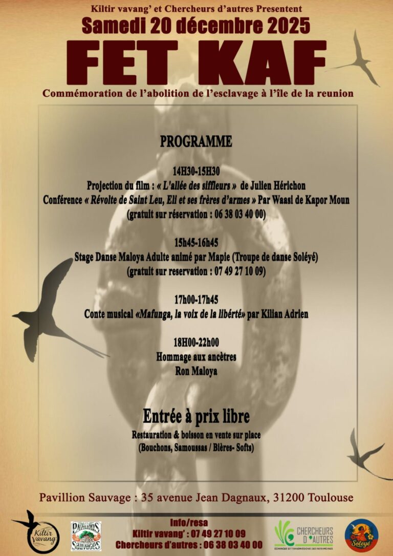 Lire la suite à propos de l’article Fèt Kaf à Toulouse : Célébrons le 20 Désanm aux Pavillons Sauvages !