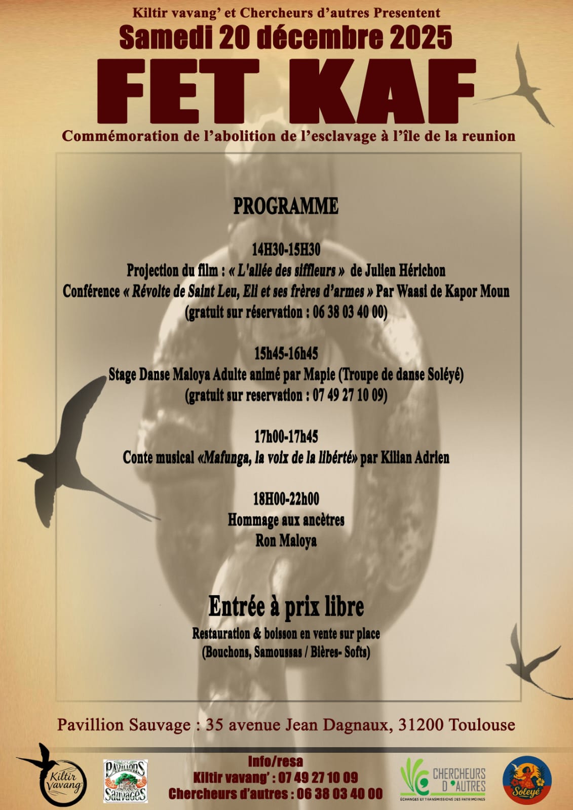 Lire la suite à propos de l’article Fèt Kaf à Toulouse : Célébrons le 20 Désanm aux Pavillons Sauvages !