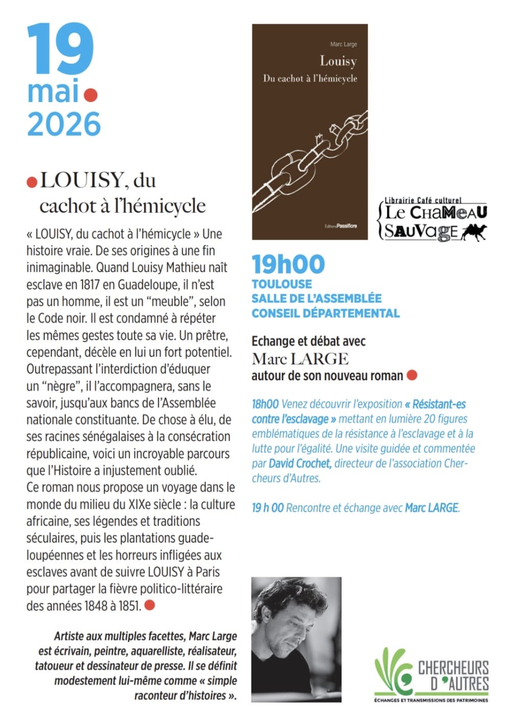 You are currently viewing Mois des Mémoires 2026 — Louisy, du cachot à l&rsquo;hémicycle (19 mai, Toulouse)